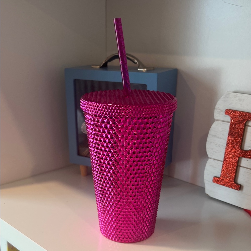Starbucks Hot Pink Studded Tumbler with Straw